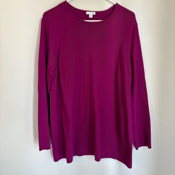 J. Jill Women Purple Fuchsia long sleeve crew neck knit tunic sweater LG EUC! - Picture 1 of 9